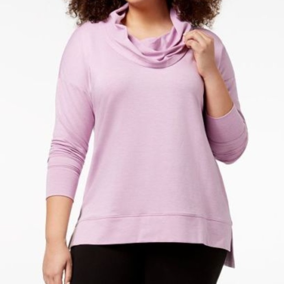 Ideology Tops - Plus Size Cowl-Neck Long Sleeve Top Tunic